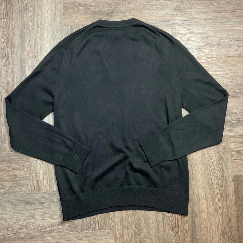 Y2K Banana Republic Silk Cashmere V-Neck Sweater Mens Medium Black Preppy Classy